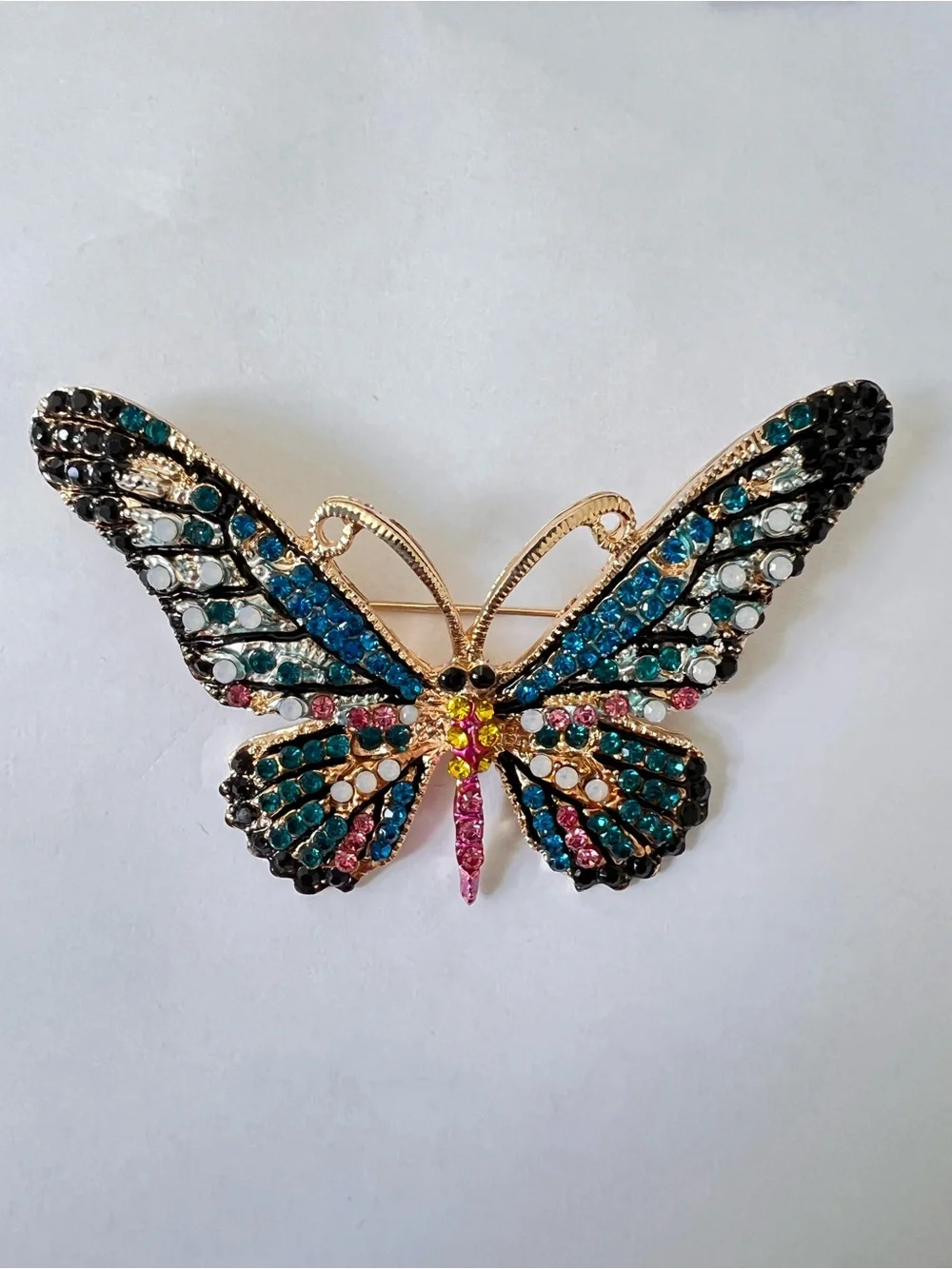 Multicolor Crystal Butterfly Brooch